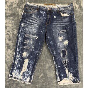 VIP Jeans Distressed Acid Wash Cropped Denim Pants Size 17/18